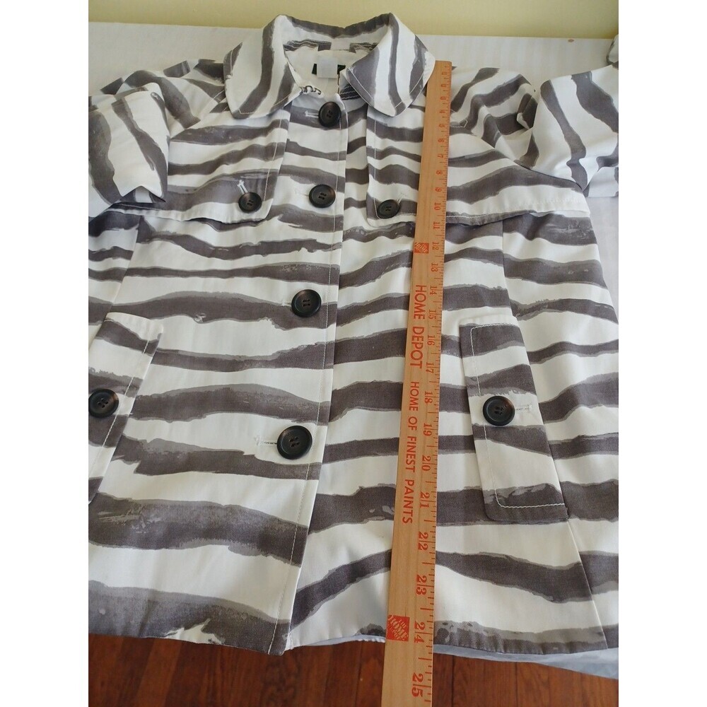 J.Crew zebra swing jacket 12 gray animal print cottonblend short trench classic - Picture 9 of 10